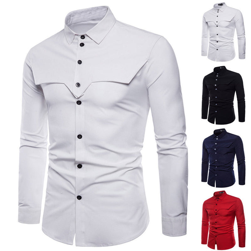 Mens Long Sleeve Oxford Formal Casual Suits Slim Fit Tee Dress Shirts Blouse Top