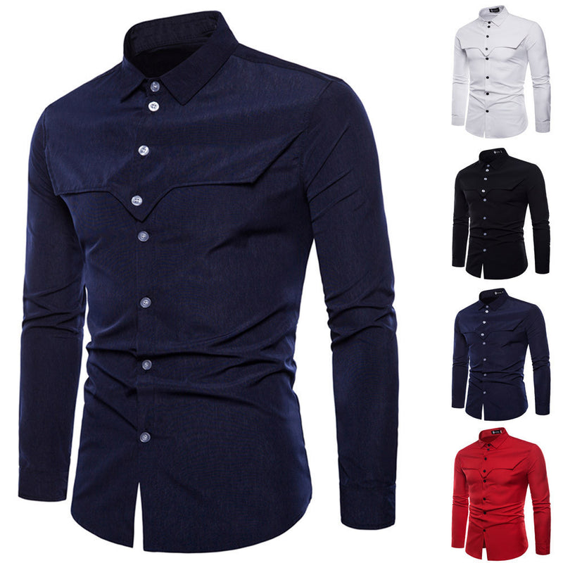 Mens Long Sleeve Oxford Formal Casual Suits Slim Fit Tee Dress Shirts Blouse Top